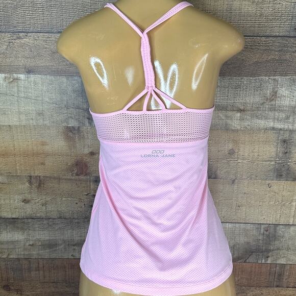 Lorna Jane Mesh Braided T-Back Tank Top Light Pink SZ Medium - Picture 3 of 5